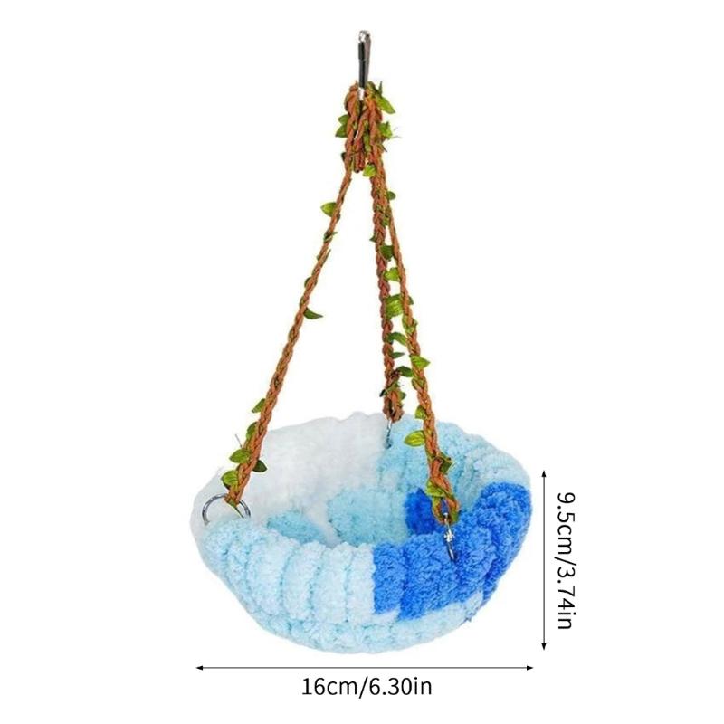 Amaca-Casetta Sospesa per Uccelli con Morbido Design in Peluche Nido Multifunzionale per Pappagalli per Riposo Gioco Attività in Gabbia Confortevole