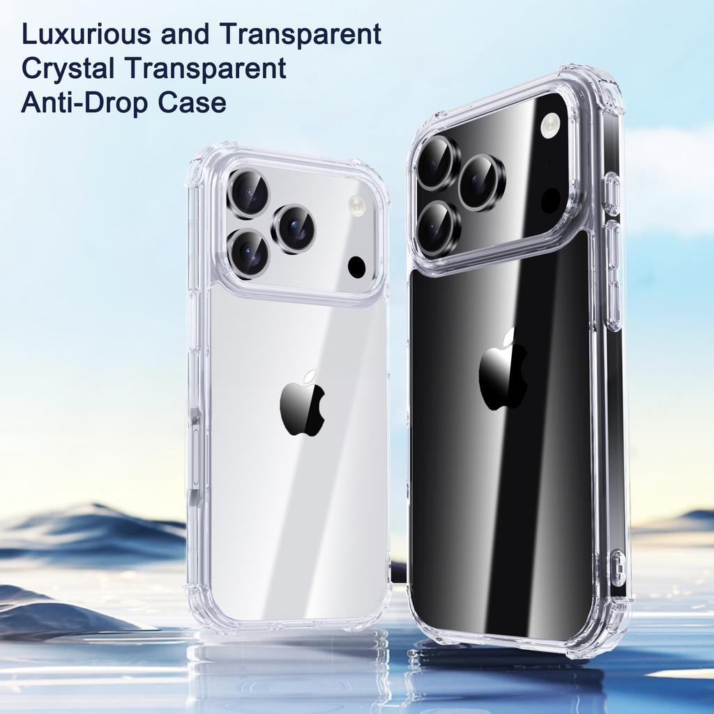 IPAKY Pour iPhone 17 Pro Max Étui Quatre Coins Antichoc Transparent Coque Arrière de Téléphone