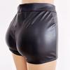 Plus Size Black High Waist Leather Shorts for Women - Sexy, Hip-Hugging, Elastic PU Leggings for Autumn/Winter.