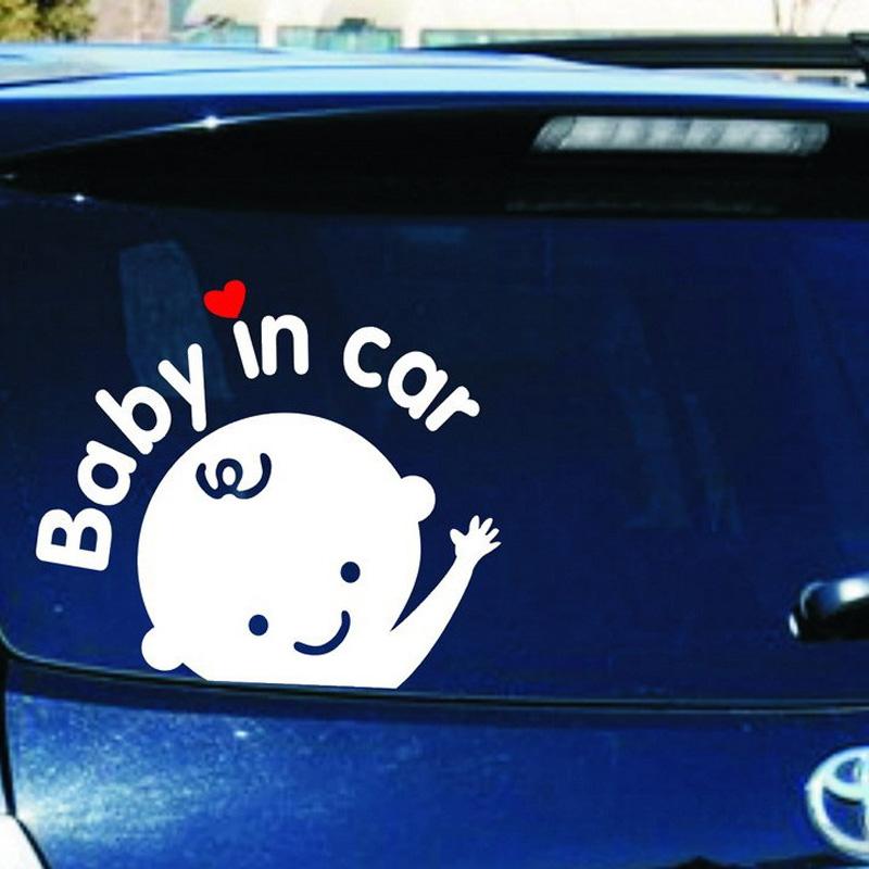 Cartoon Car Stickers Reflective Vinyl Styling Baby In Car Warming Car Sticker Reflective Self-Adhesive Waterproof Wall Sticker
