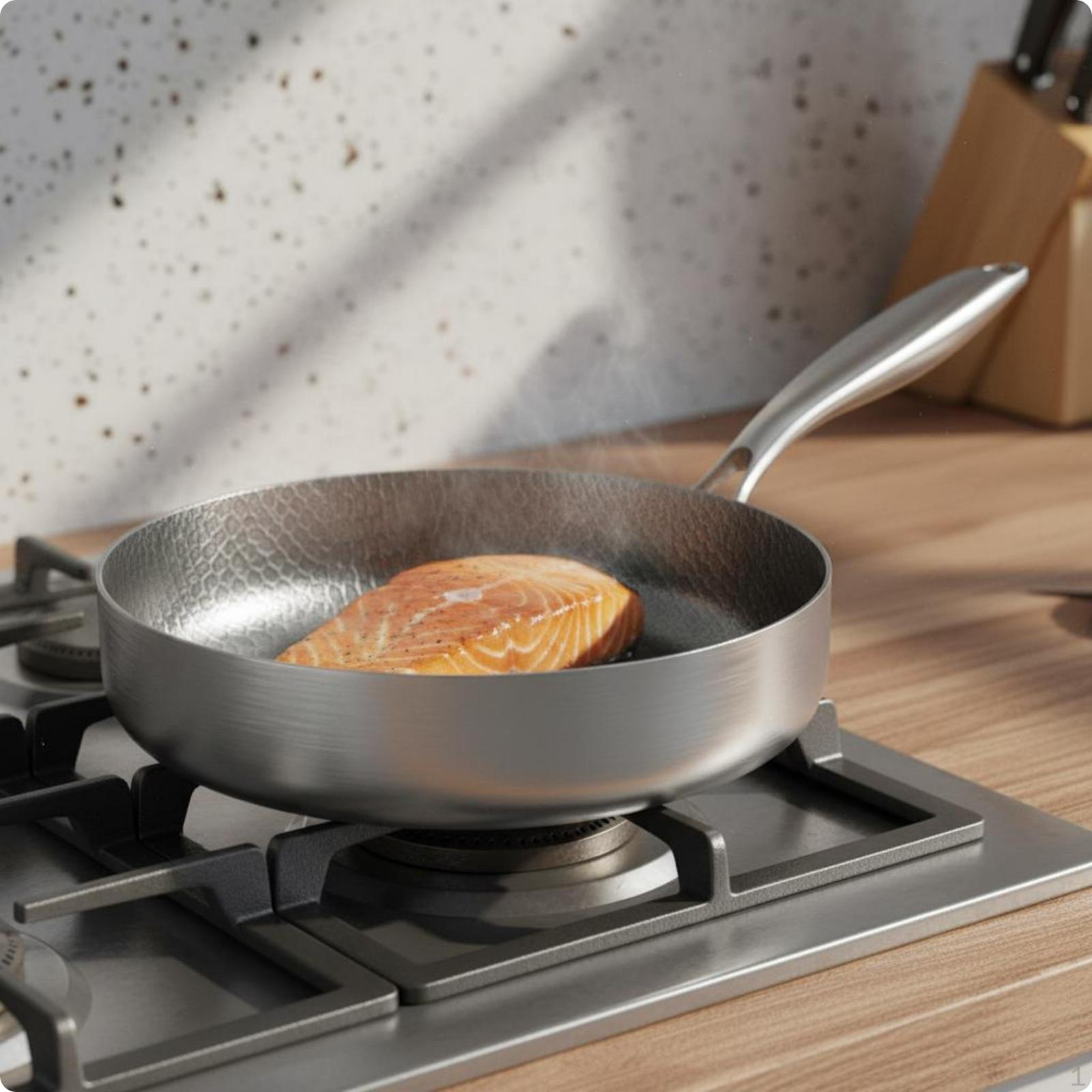 Hammered metal Skillet All Cooktop Compatible Uncoated Pan Flat Bottom Frying 20CM
