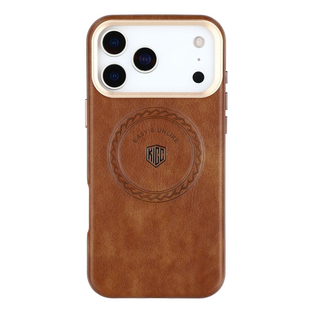 KIGC For iPhone 17 Pro Case Compatible with MagSafe PU Leather TPU Phone Back Cover