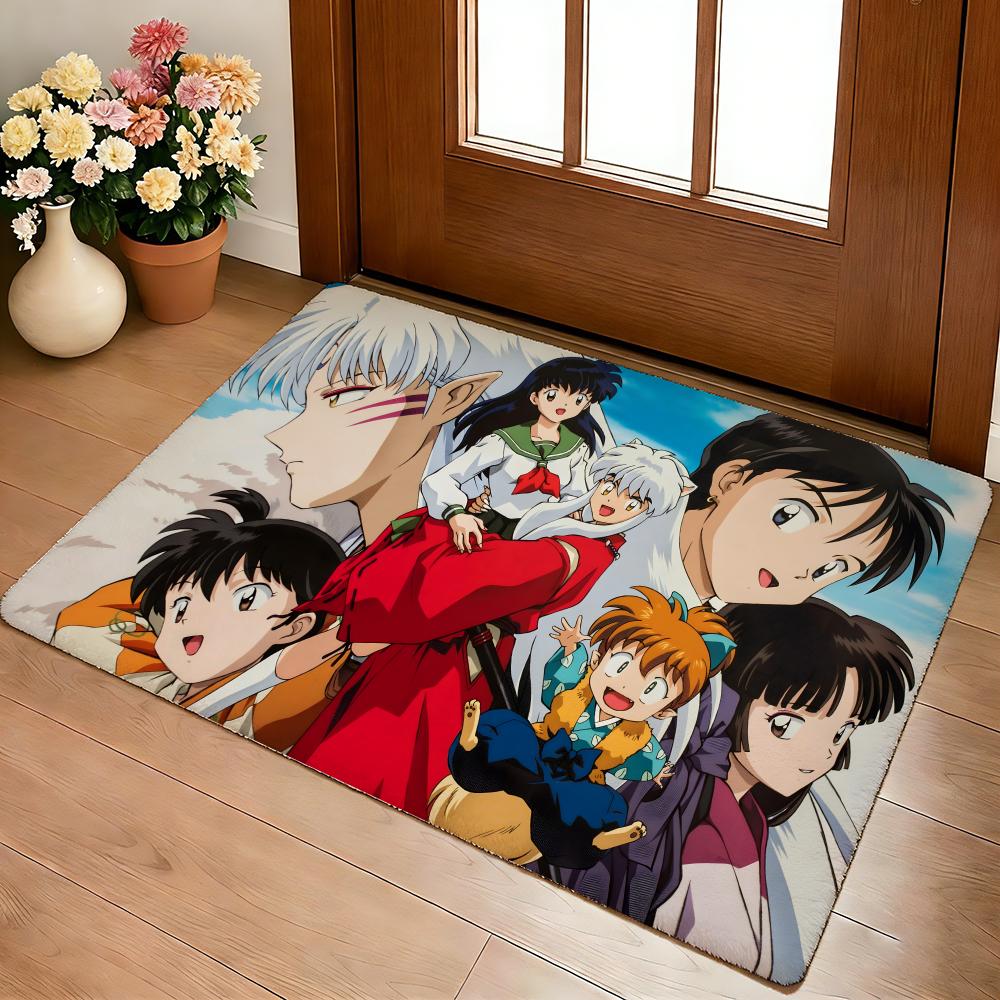 Animel-Inuyasha Floor Mat Cozy Flannel Soft Thick Non-Slip Mat For Living Room Bedroom Kitchen Decor Rugs