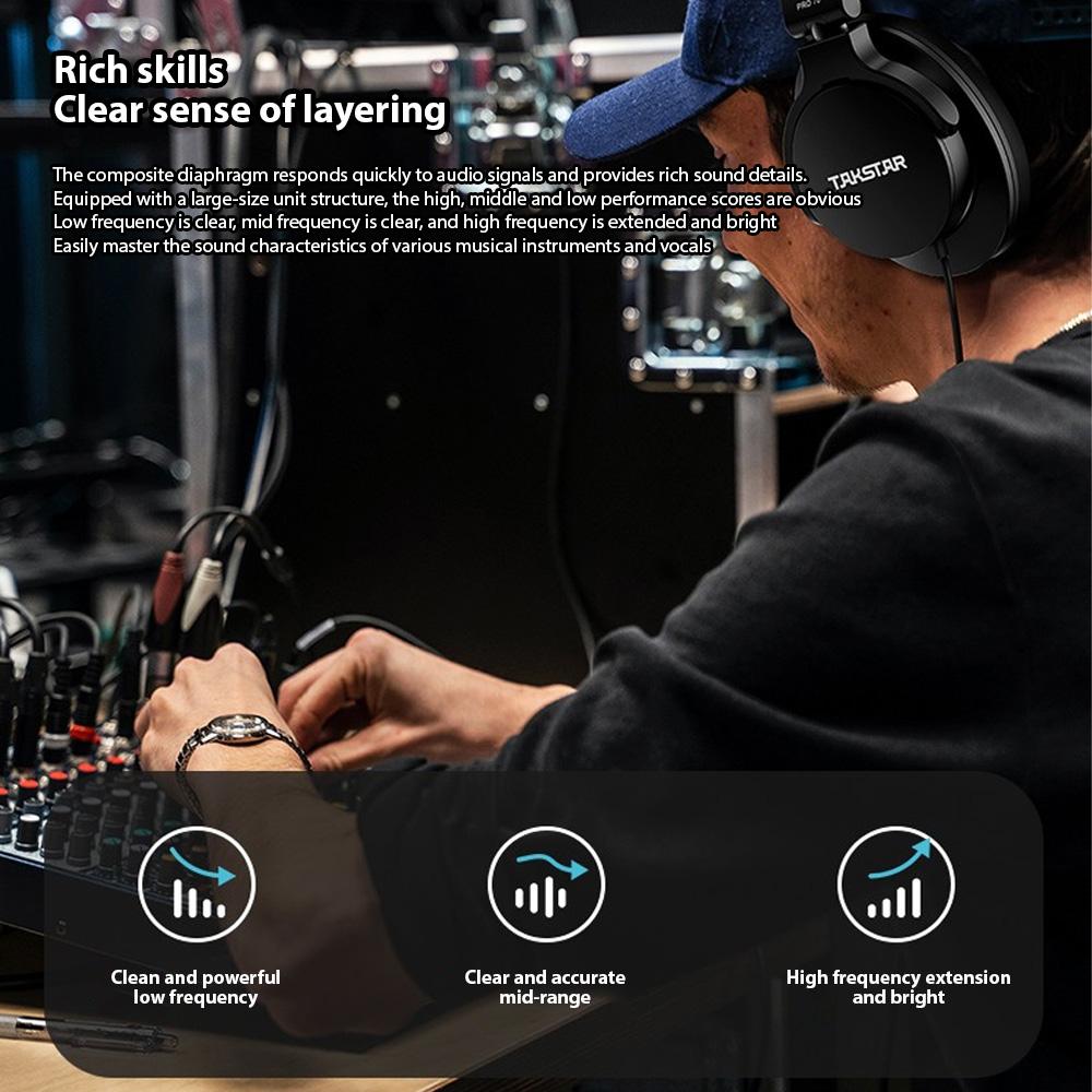 TAKSTAR Over Ear Headphone Wired Monitor Headphones Noise Isolation 40mm Driver Unit Comfortable