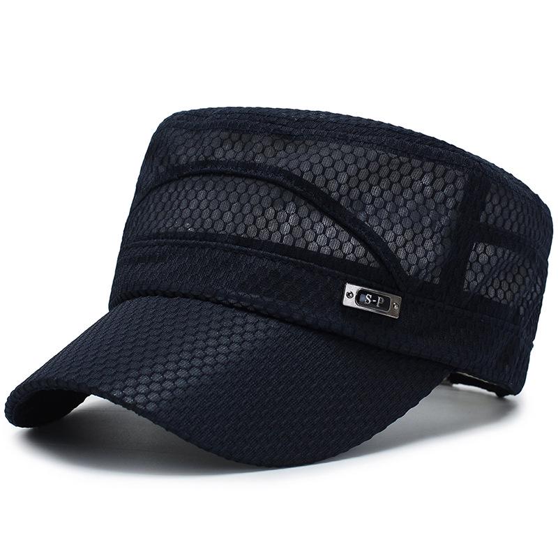 Breathable Mesh Sunscreen Flat Top Hat for Middle-Aged and Elderly Men - Casual Outdoor Cap.