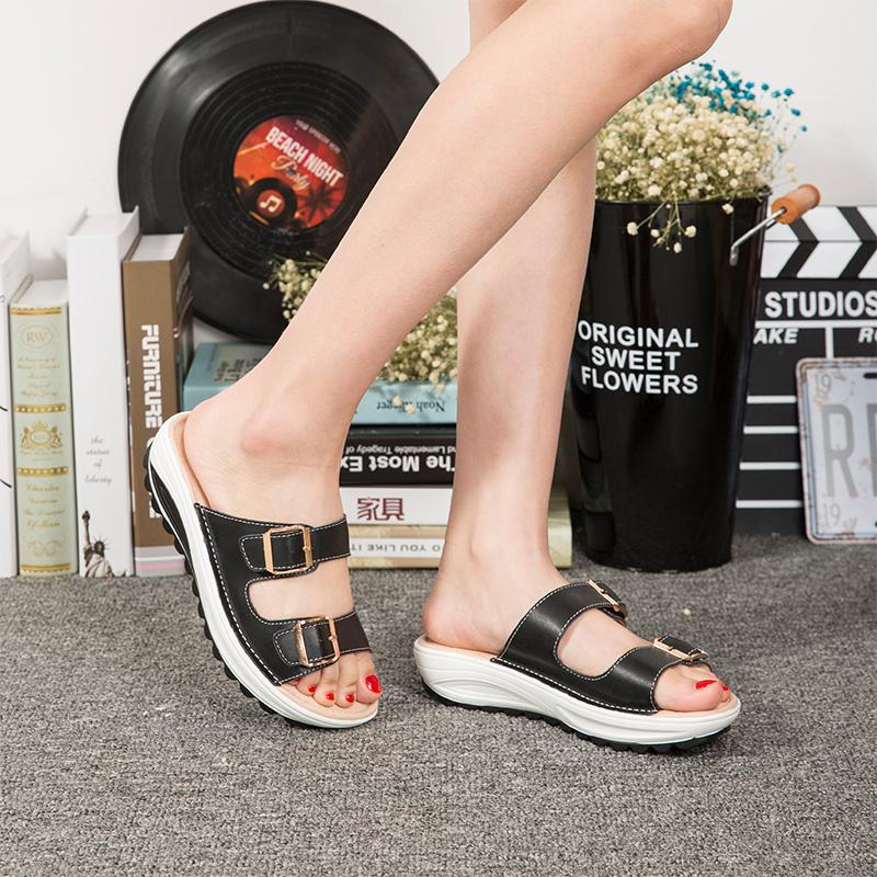 Mote Sommer Kvinner Peep Toe Kiler Hæl Sandaler Plattform Sko Uformell Dame Utendørstøfler Strandsko Slides Sandaliaer