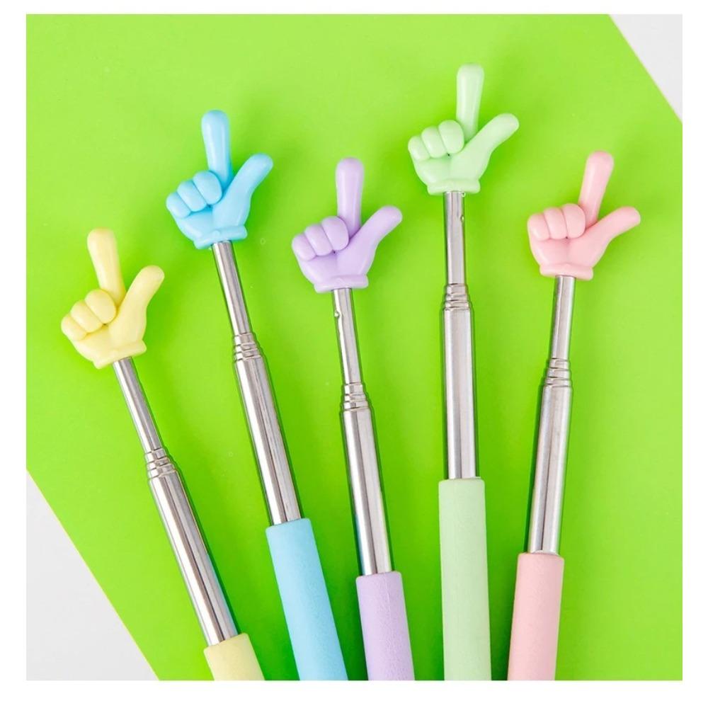 Einziehbarer Zeigerstab für Lehrer, Fingerdesign, Edelstahl, Teleskop-Zeigestab für den Schulunterricht, Lehrerbedarf für den Unterricht