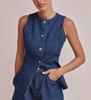 Spring/Summer 2025 European & American Fashion Sleeveless High Waist Loose Denim Shorts Set