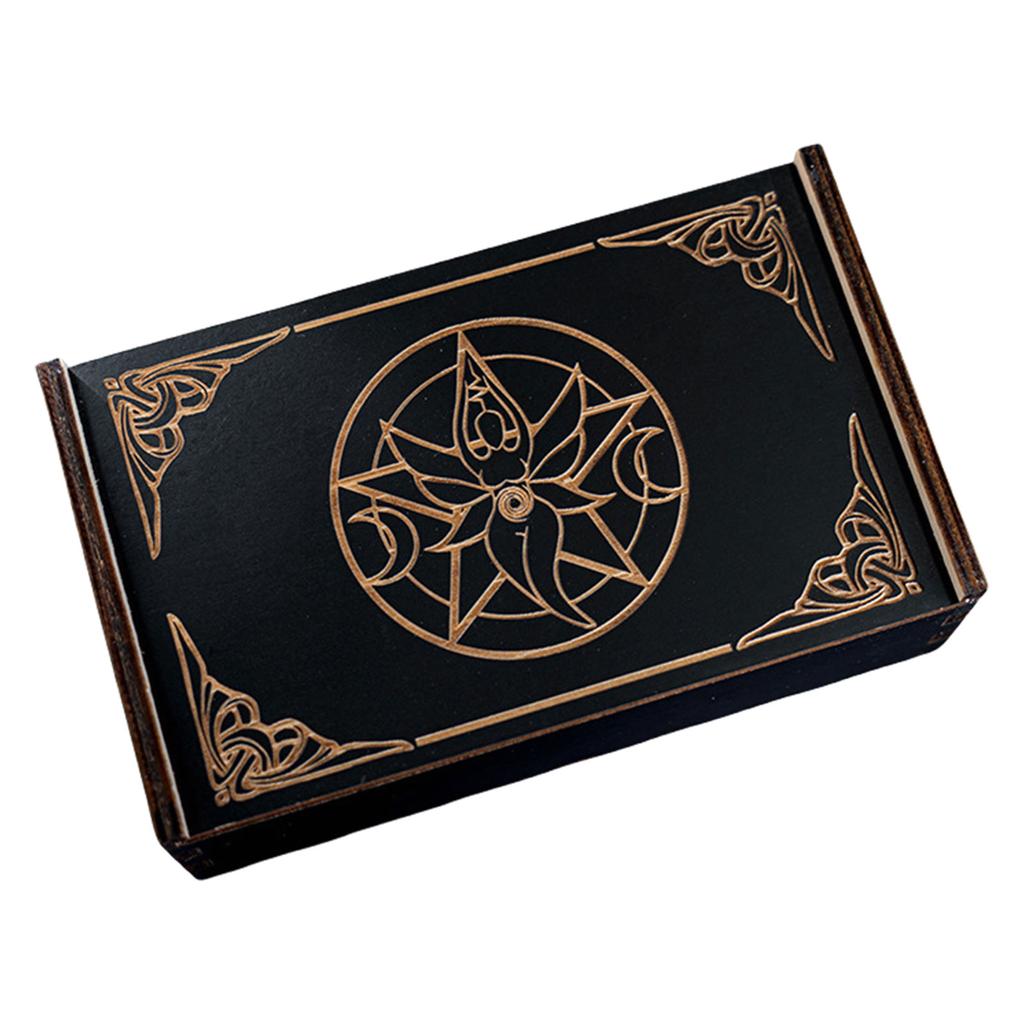 Pudełko na karty tarota Push Pull Astrology Trinkets Box Drewniane etui do przechowywania kart tarota do dekoracji wróżki