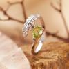 Anello Tesoro Peridoto Colorato Pietra Preziosa Naturale Anello Semplice Foglia Dita Indice Argento Sterling 925 Intero Corpo Donna