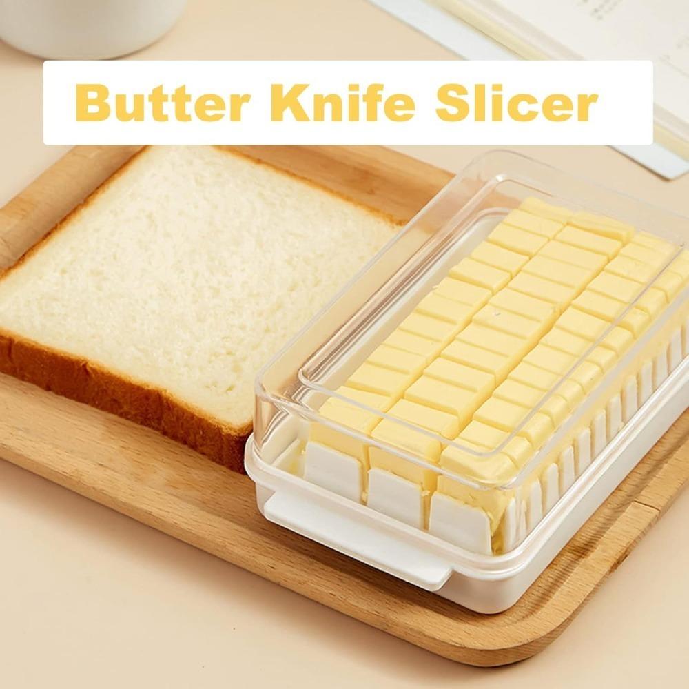 Butter Dish with Lid Covered Enamel Keeper Beech Wood Top Plastic Lid Airtight Storage Container for Cheese Tray Kitchen