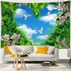 Landscape Tapestry Wall Hanging Sunny Scenery Blue Sky Love Heart Cloud Pigeon Beach Wall Tapestry Backdrop Wall Cloth Tapestry