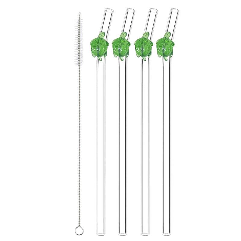 7PCS Reusable Bow Glass Straws, Cute Bow Glass Straw with  Cleaning Brush for Coffee Lover, Smoothies, Frozen Drinks, Tea, Juice