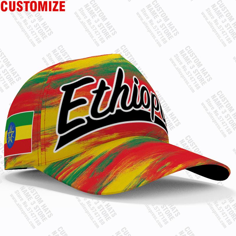 Ethiopia Baseball Cap Free 3D Custom Made Name Number Team Logo Et Hat Eth Country Travel Ethiopian Amharic Nation Flag Headgear