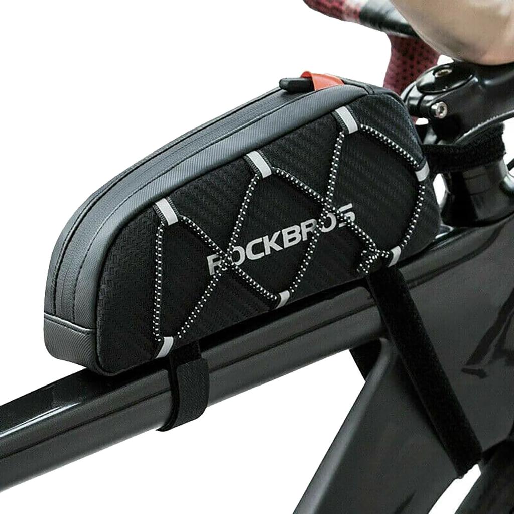 Waterproof frame-mounted bicycle bag with webbing, 1l - black