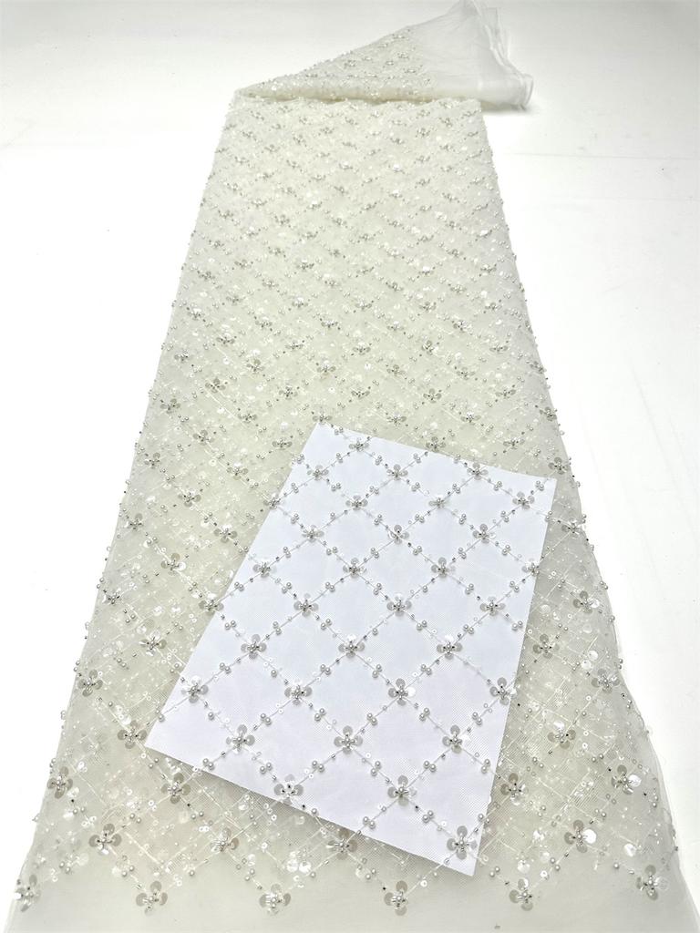 Gold African Tulle Lace Fabric 2025 French Net Sequins Fabric Sewing Embroidery With Beads Lace Tulle Mesh Nigeria Dress 5 Yards