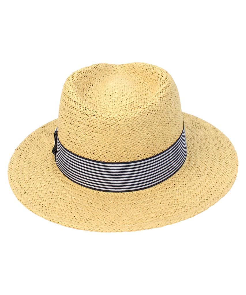 Yunibeosyeolkemiseuteuli Stripe Line Summer Beige Fedora - Big Size Summer Fedora