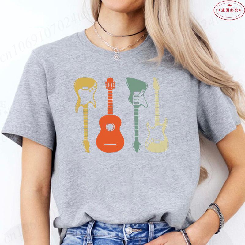 Aesthetic T-shirt Women Clothing Fashion Guitar Graphic Y2k Tops Harajuku Comfortable O Neck Short Sleeve Female Tees Shirt