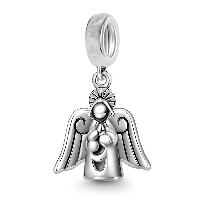HotSale S925 Sterling Silver Heart Winged Angel Guardian Dangle Charm Bead Fit Original Bracelet DIY Fashion Jewelry Gift