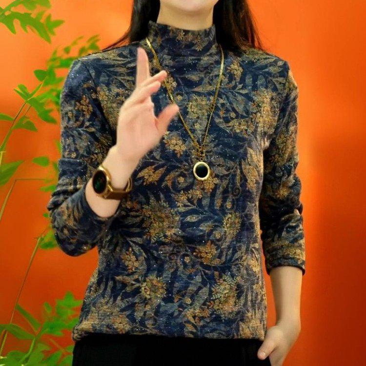 New Autumn/Winter Fashion High Neck Velvet Base Layer Top – Age-Reducing for Women