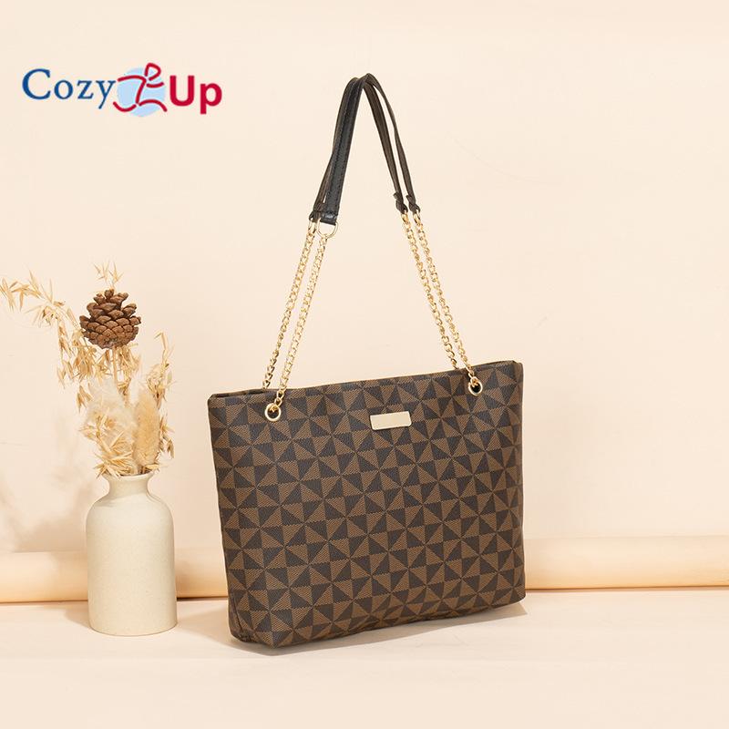 Женская сумка-тоут Cozy Up с геометрическим принтом и блестящей декоративной цепочкой — фото 8