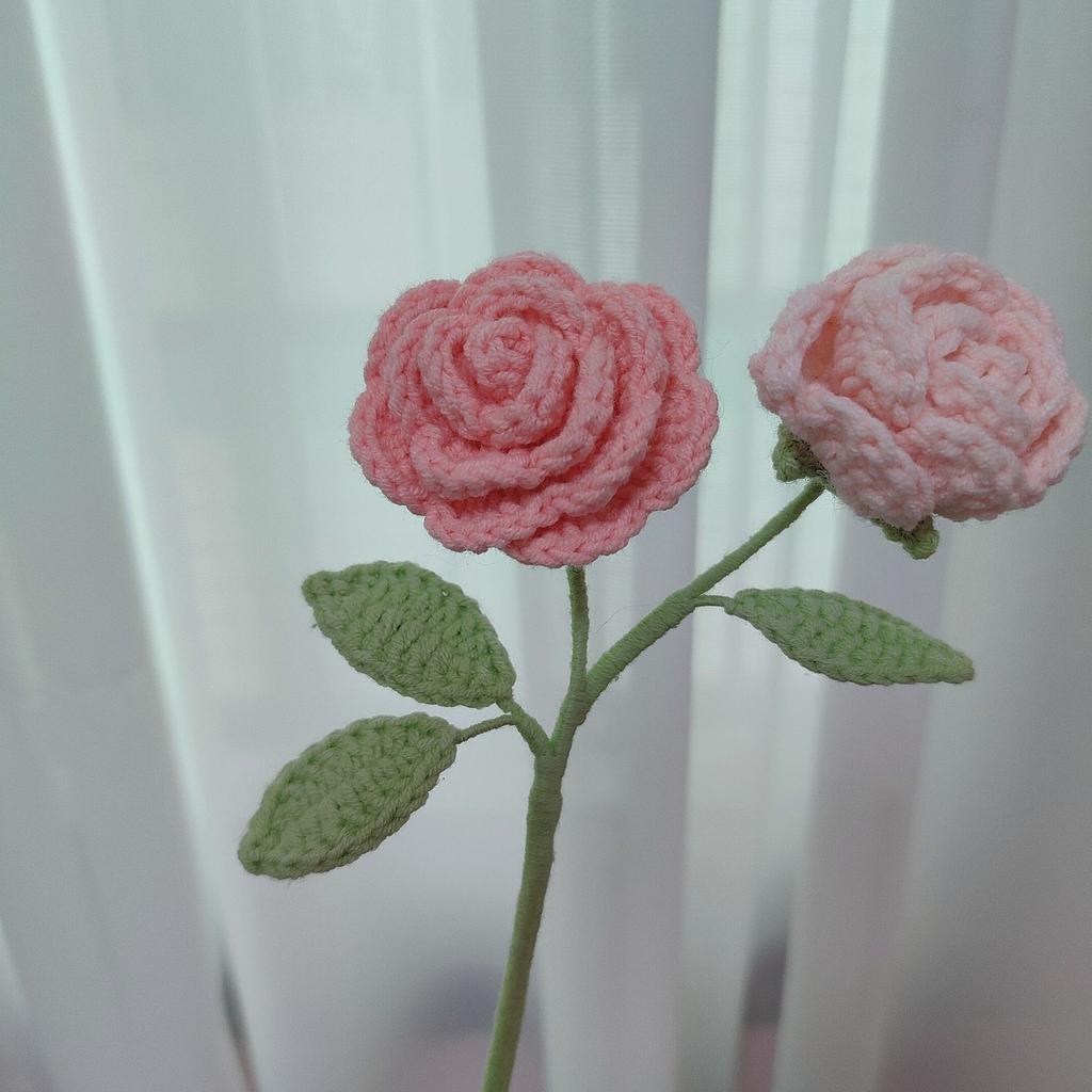 Mini Rose Crochet Flowers Creative Knitted Flowers Crochet Woven Flower Bouquet Wedding Party Home Decor Gift
