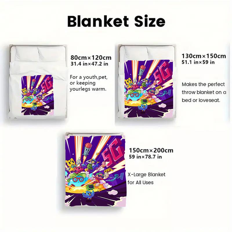 Gaming Adventure Characters 2D Flat Pattern Flannel Blanket High Quality All Seasons Warmth and Comfort Perfect for Christmas Gifts.