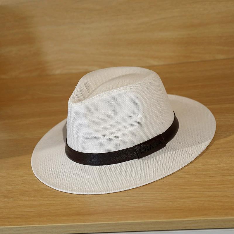 Panama Woven Straw Sun Hat  Jazz  Hat Men'S And Women'S  Sun Shading Beach Hat Sun Protection Hat  Sombrero Hombre