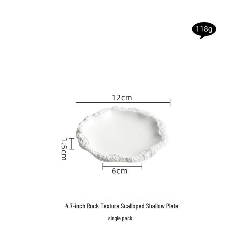 Rock Texture Ruffle Edge Ceramic Dinner Plate, Shallow 2024 New Style Tableware for Hotels