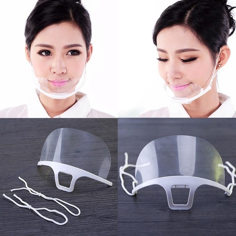 10Pcs Transparent Anti‑Fog Face Shield Mask Plastic Protective Mouth Guard For Kitchen Restaurant Catering Food Service Cooking