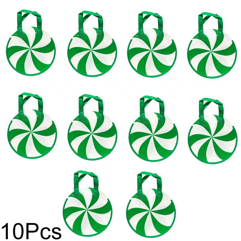 1/10PC Candy Cane-Shaped Birthdays Green & Red Striped Design Weddings Gift Bag Candy Cane Decorations 2 Colors
