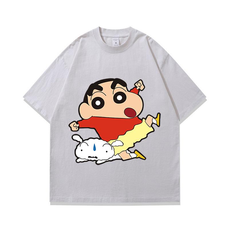 Tide Brand American Retro Fried Color Old Short-Sleeved T-Shirt Japanese Animation Printing Multi-Color Heavy Cotton Half-Sleeve