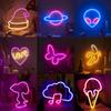 Whimsical Led Butterfly Alien Planet Night Light Charming Neon Decorative Lamp