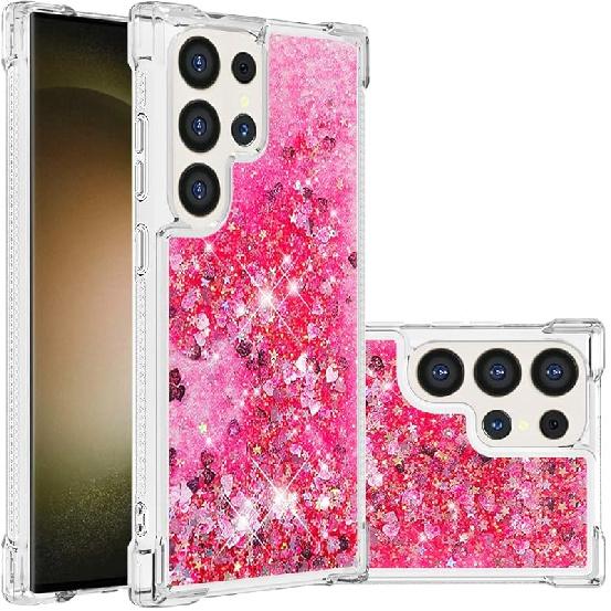 Compatible with Samsung Galaxy S24 Ultra Liquid Case Glitter Cute Clear Phone Case Shiny Quicksand Shockproof Protective Soft TPU Girly Women Case
