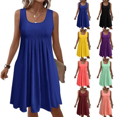 Women's Fashion Color Sleeveless Dress