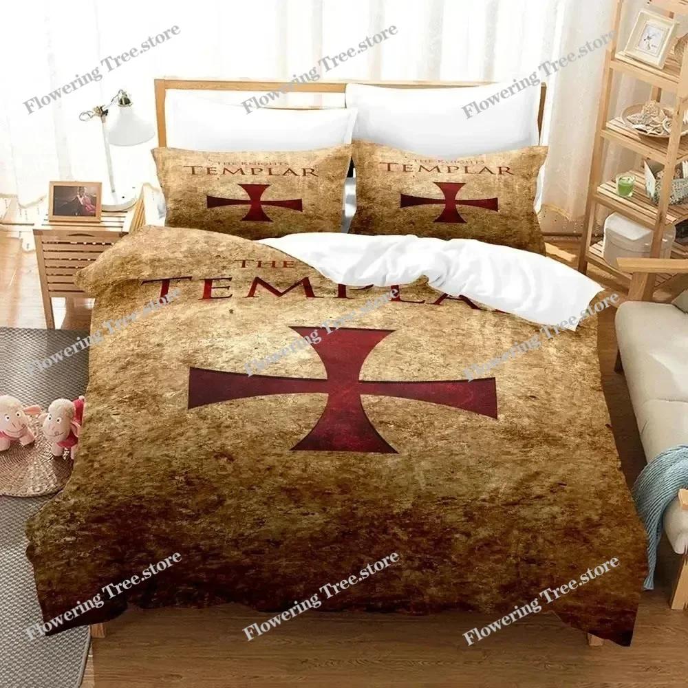 3D Print Christian Knights Templar Bedding Set Duvet Cover Bed Set Quilt Cover Pillowcase Comforter King Queen Size Boys Adult