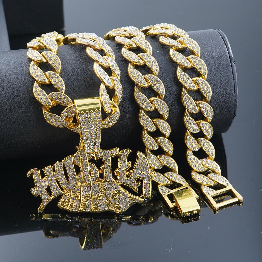 Amazon hot-selling hip-hop fashion new Hustla Money pendant necklace necklace European and American cross-border trendy brand jewelry
