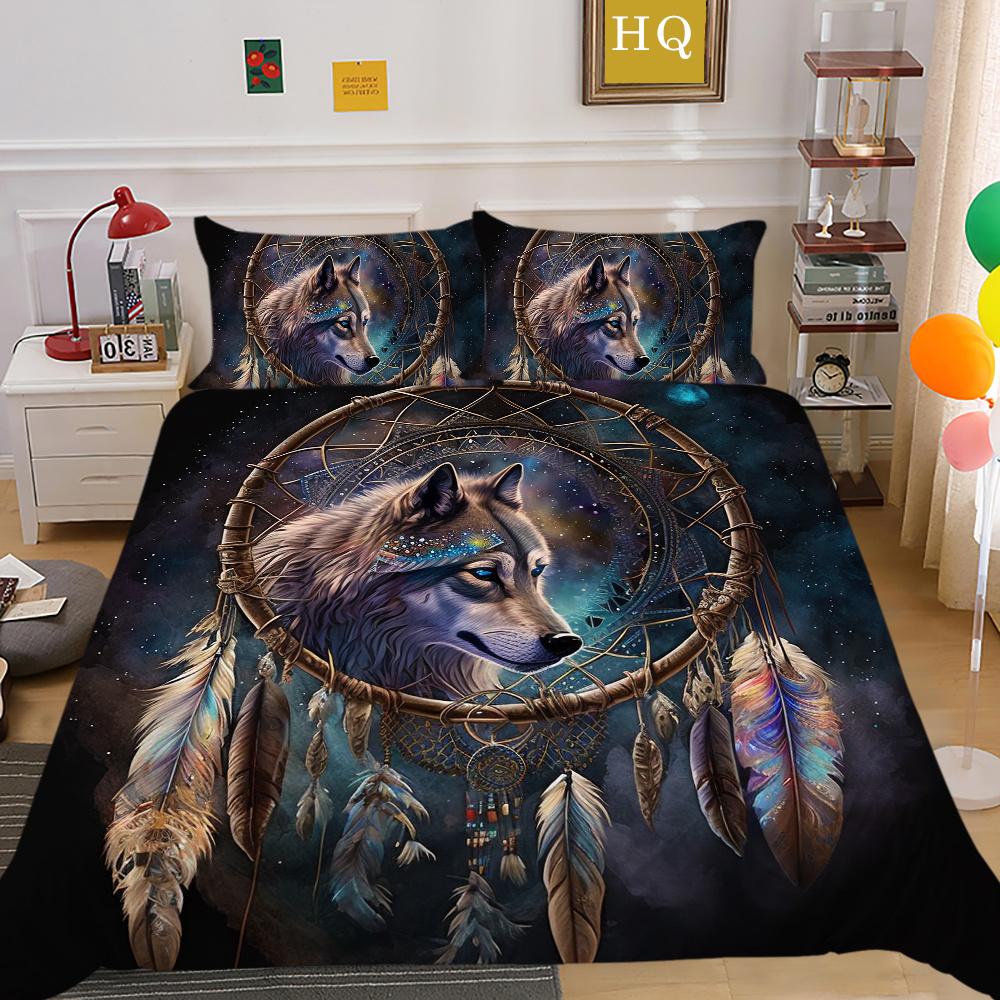 Bettbezüge Wolf Druck Polyester Twin Size Bettwäsche Kinder weiche hochwertige Heimbettwäsche