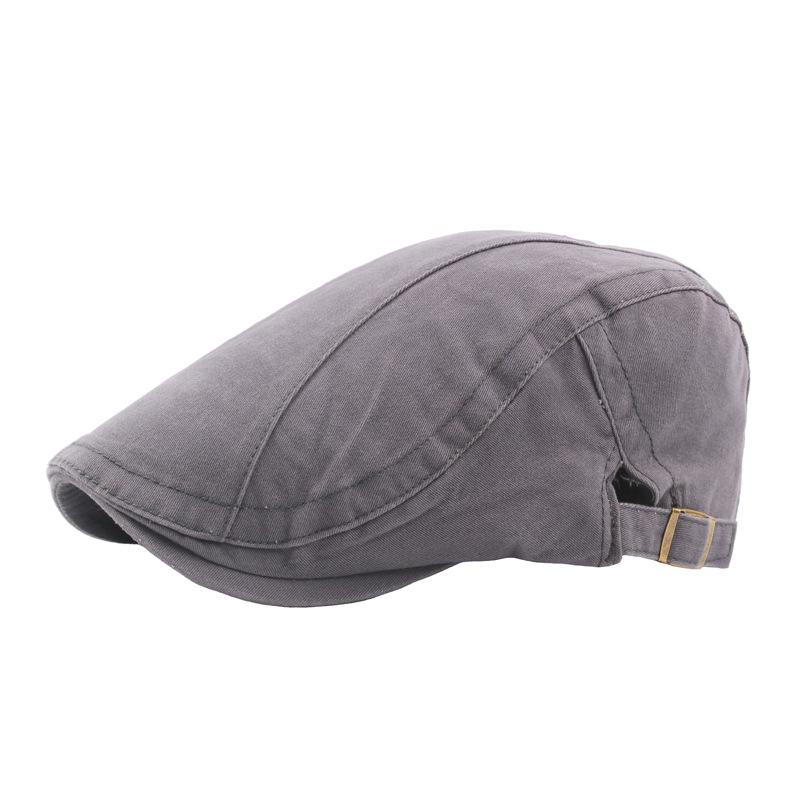 Twill Forward Hat Men'S Washed Cotton Solid Color British Cap Beret Women'S Season Outdoor Sun Hat