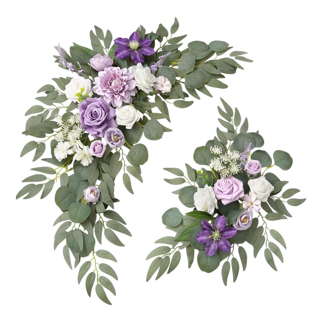 2x Wedding Arch Flowers Decoration Rustic Artificial Floral Swag for Wall Mantel