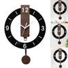 Noiseless Quiet Wall Clock Wooden Grains Acrylic Aesthetic Arabic Numerals Indoor Hanging Swing Clock with Pendulum