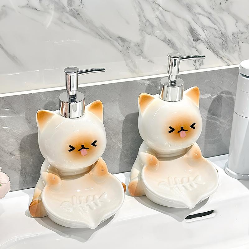 Cute Cat lotion Bottled Hand Wash Shampoo Bottled Light Luxury Advanced Toilet Soap Box soap dispenser  bathroom accessories