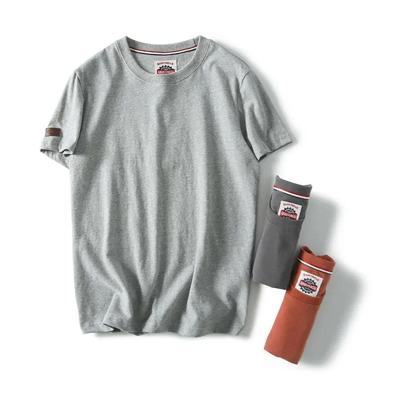 Stylish Full ~ Exported to Japan Cut Label Men's Clothing Export Cotton T-shirt Tail Single round Neck Men's Short-Sleeved T-shirt Tide