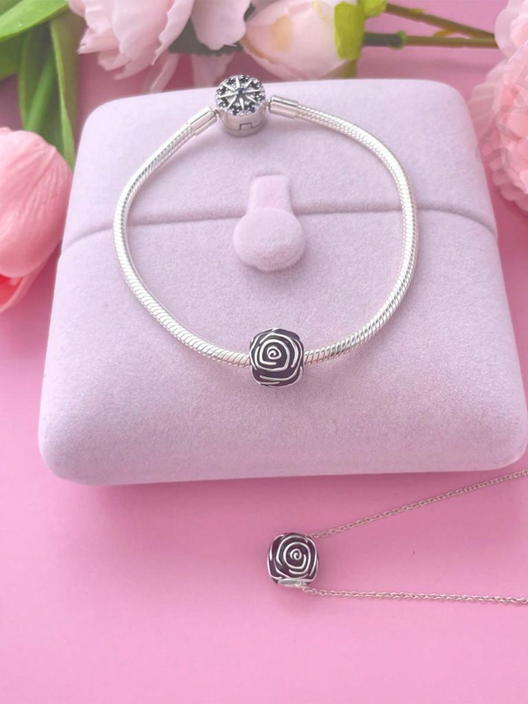 Charms Plata Colored Roses Beads Charm Copper Plated Fit Charms Copperoriginal Bracelet For Jewelry Making Diy Charm