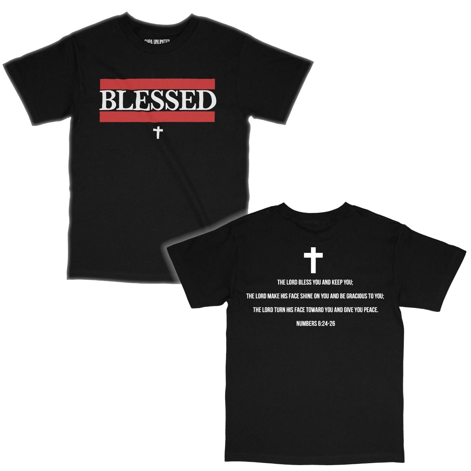 Blessed T-Shirt Men Christian Bible Inspirational Verse Faith Design Front&Back M