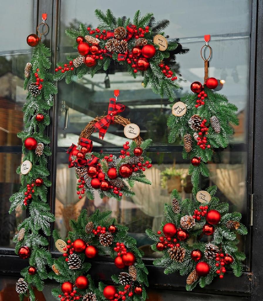 Nacyvcos Julepynt Jul med LED Jul Glitrende Te Trappefest Rattan Hage Furu Nåler Juleutstyr Lys Girlander, Kjøpesenter,