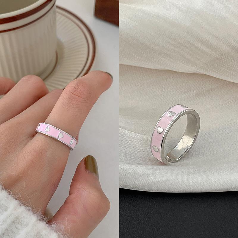 Drip Glaze Combination Stacked Ring Female Niche Design Opening Personality Fashion Retro White Advanced Feeling Index Finger Ring Tide