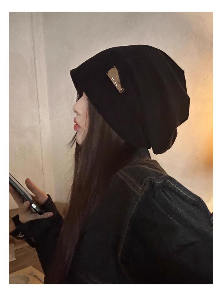 Korean-Style Oversized Pullover Hat for Women - Fashionable Autumn/Winter Design with Face Framing