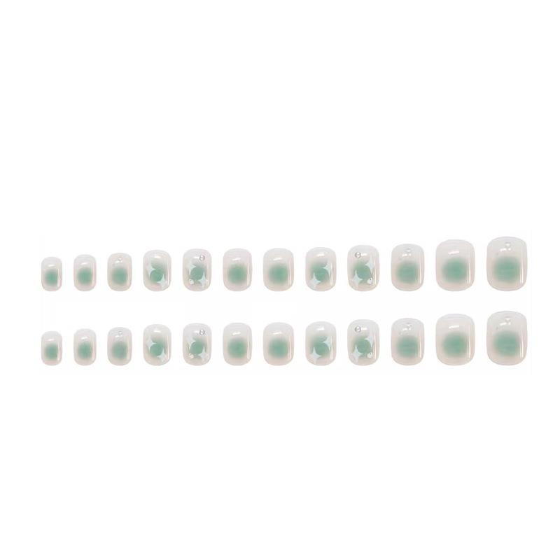 Green Ombre Short Nail Art Patches – Fresh, Natural, Long-Lasting, Removable Manicure