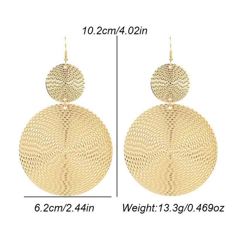 Vintage Exaggerated Black Gold Color Big Round Circle Dangle Earrings for Women Simple Punk Personality Earring Party Jewelry